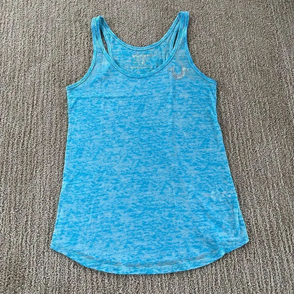 True Religion Blue Racerback Tank Top